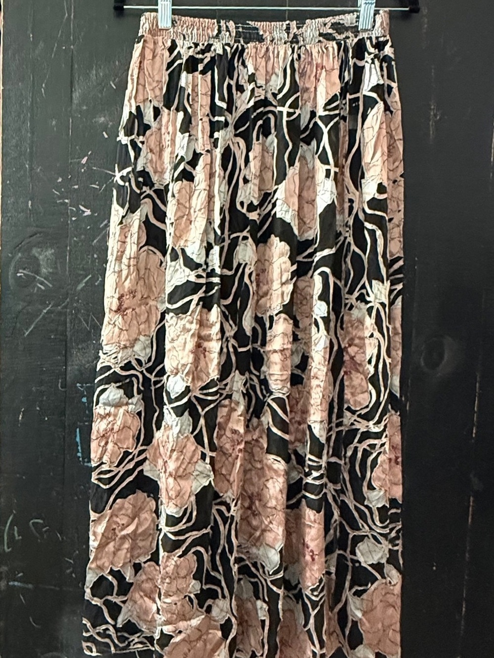 American Apparel Black Pink Floral Maxi Skirt Sheer Boho Womens M L
